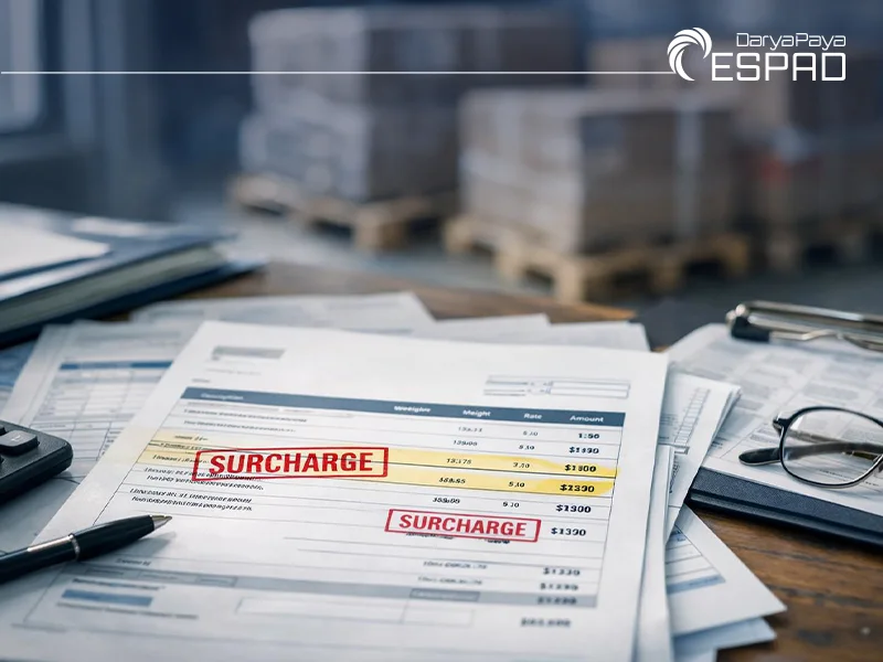 حمل دریایی شامل THC، BAF، CAF، DOC و سایر Surcharge ها
